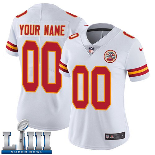 Women's Chiefs Custom Name And Numberized White Custom Name And Number Limited 2019 Super Bowl LIII Jersey
