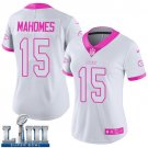 Patrick Mahomes Women's White/Pink 2019 Super Bowl LIII Jersey #15 Chiefs