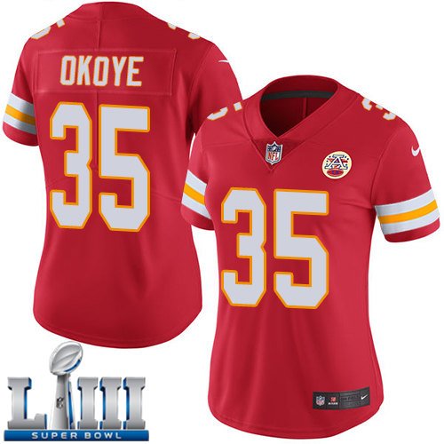 Women's Chiefs #35 Christian Okoye Red Limited 2019 Super Bowl LIII Jersey