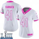 #41 Saints Alvin Kamara Women's White/Pink 2019 Super Bowl LIII Jersey