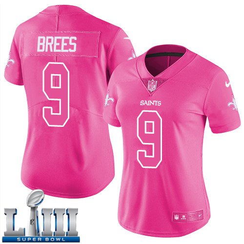 #9 Saints Drew Brees Women's Pink 2019 Super Bowl LIII Jersey