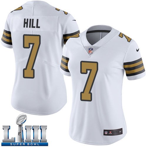 #7 Saints Taysom Hill Women's White 2019 Super Bowl LIII Jersey Rush