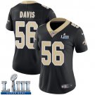 #56 Saints DeMario Davis Women's Home Black 2019 Super Bowl LIII Jersey