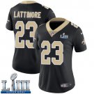 #23 Saints Marshon Lattimore Women's Home Black 2019 Super Bowl LIII Jersey