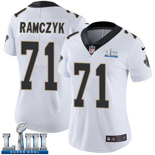 #71 Saints Ryan Ramczyk Women's Road White 2019 Super Bowl LIII Jersey