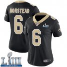 #6 Saints Thomas Morstead Women's Home Black 2019 Super Bowl LIII Jersey