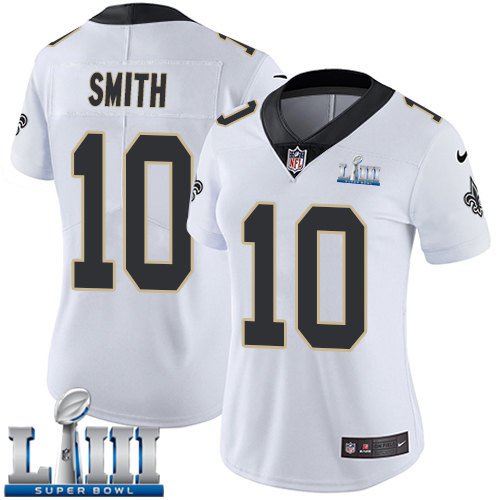#10 Saints Tre'Quan Smith Women's Road White 2019 Super Bowl LIII Jersey