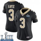 #3 Saints Wil Lutz Women's Home Black 2019 Super Bowl LIII Jersey