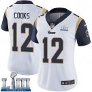 Women's Brandin Cooks Rams White 2019 Super Bowl LIII Jersey #12 Road