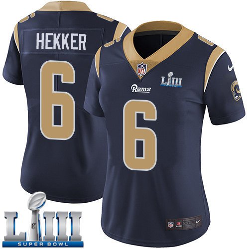Women's Johnny Hekker Rams Navy Blue 2019 Super Bowl LIII Jersey #6 Home