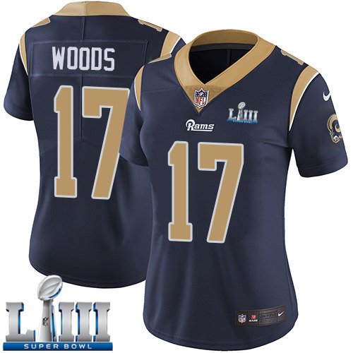 Women's Robert Woods Rams Navy Blue 2019 Super Bowl LIII Jersey #17 Home