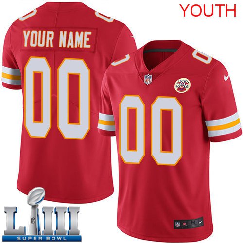 Youth Chiefs Custom Name And Numberized Red Custom Name And Number 2019 Super Bowl LIII Jersey