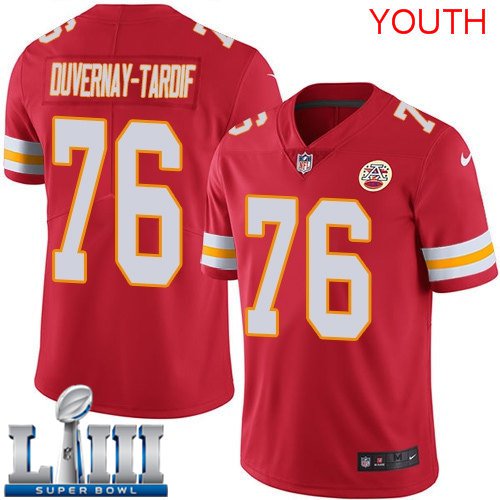 Youth Chiefs #76 Laurent Duvernay-Tardif Red 2019 Super Bowl LIII Jersey
