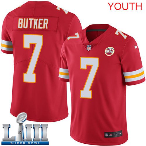 Youth Chiefs #7 Harrison Butker Red 2019 Super Bowl LIII Jersey