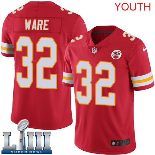Youth Chiefs #32 Spencer Ware Red 2019 Super Bowl LIII Jersey