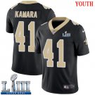 #41 Saints Alvin Kamara Youth Home Black 2019 Super Bowl LIII Jersey