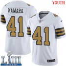 #41 Saints Alvin Kamara Youth White 2019 Super Bowl LIII Jersey Rush