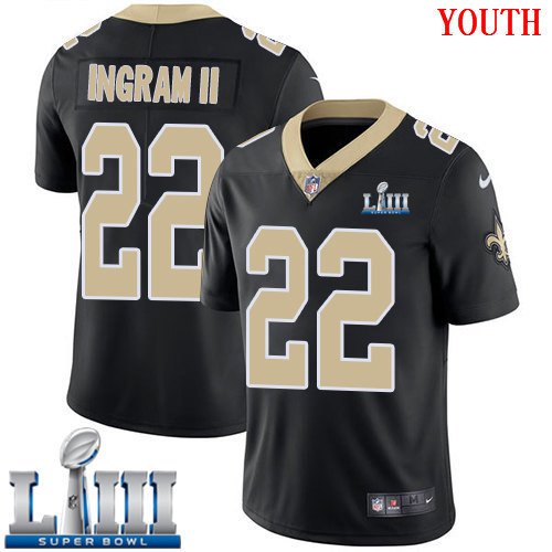 #22 Saints Mark Ingram Youth Home Black 2019 Super Bowl LIII Jersey