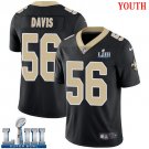 #56 Saints DeMario Davis Youth Home Black 2019 Super Bowl LIII Jersey