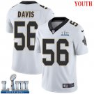 #56 Saints DeMario Davis Youth Road White 2019 Super Bowl LIII Jersey