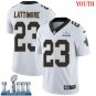 #23 Saints Marshon Lattimore Youth Road White 2019 Super Bowl LIII Jersey