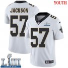 #57 Saints Rickey Jackson Youth Road White 2019 Super Bowl LIII Jersey