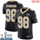 #98 Saints Sheldon Rankins Youth Home Black 2019 Super Bowl LIII Jersey