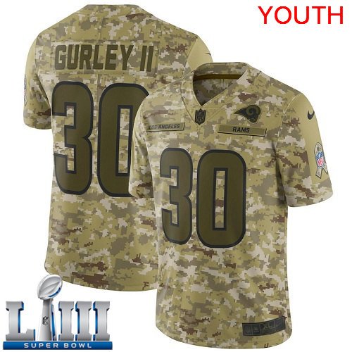 Youth Limited Todd Gurley Rams Camo 2019 Super Bowl LIII Jersey #30