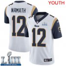 Youth Limited Joe Namath Rams White 2019 Super Bowl LIII Jersey #12 Road