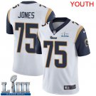 Youth Limited Deacon Jones Rams White 2019 Super Bowl LIII Jersey #75 Road