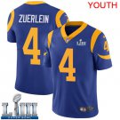 Youth Limited Greg Zuerlein Rams Royal Blue 2019 Super Bowl LIII Jersey #4