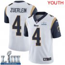 Youth Limited Greg Zuerlein Rams White 2019 Super Bowl LIII Jersey #4 Road