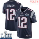 #12 Patriots Tom Brady Youth Home Navy Blue 2019 Super Bowl LIII Jersey