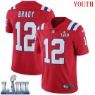 #12 Patriots Tom Brady Youth Alternate Red 2019 Super Bowl LIII Jersey