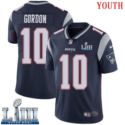 #10 Patriots Josh Gordon Youth Home Navy Blue 2019 Super Bowl LIII Jersey