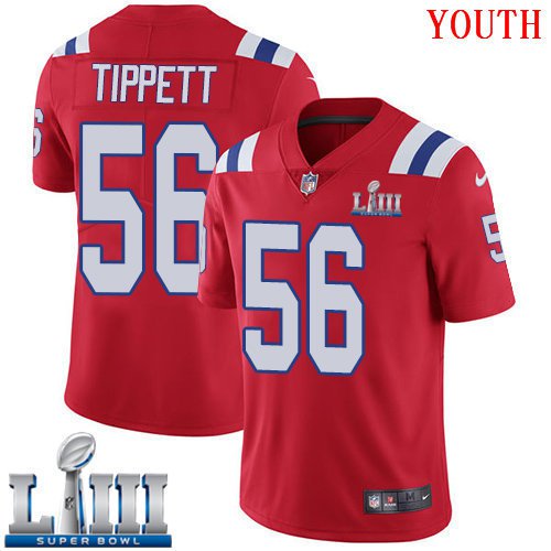 #56 Patriots Andre Tippett Youth Alternate Red 2019 Super Bowl LIII Jersey