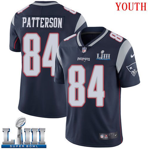 #84 Patriots Cordarrelle Patterson Youth Home Navy Blue 2019 Super Bowl LIII Jersey