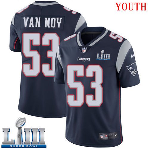 #Patriots Kyle Van Noy Youth Home Navy Blue 2019 Super Bowl LIII Jersey