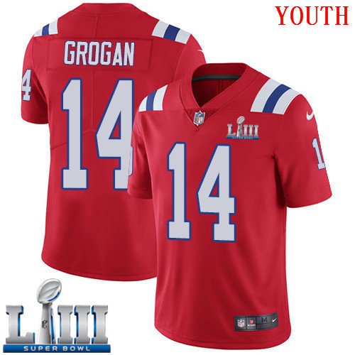 #14 Patriots Steve Grogan Youth Alternate Red 2019 Super Bowl LIII Jersey
