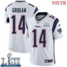 #14 Patriots Steve Grogan Youth Road White 2019 Super Bowl LIII Jersey
