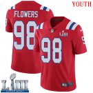 #98 Patriots Trey Flowers Youth Alternate Red 2019 Super Bowl LIII Jersey