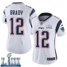#12 Patriots Tom Brady Women's Road White 2019 Super Bowl LIII Jersey