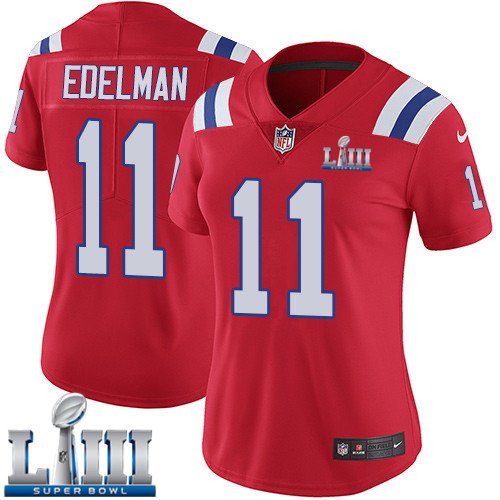 #11 Patriots Julian Edelman Women's Alternate Red 2019 Super Bowl LIII Jersey