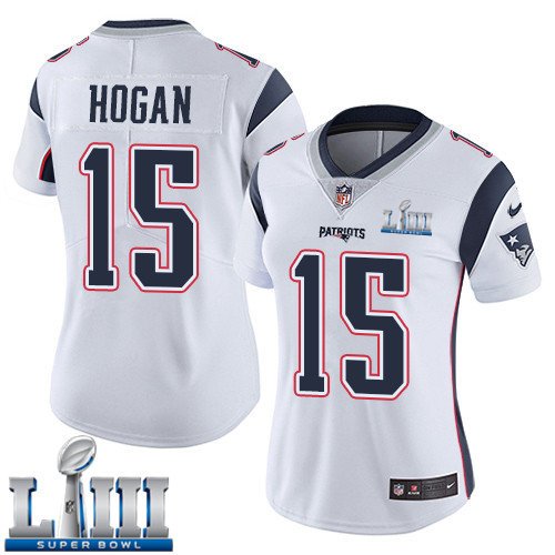 #15 Patriots Chris Hogan Women's Road White 2019 Super Bowl LIII Jersey