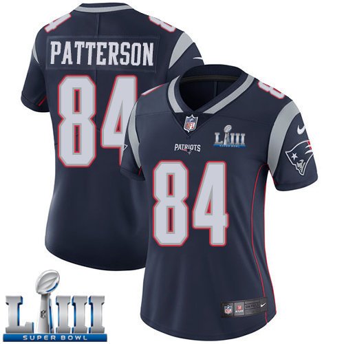 #84 Patriots Cordarrelle Patterson Women's Home Navy Blue 2019 Super Bowl LIII Jersey