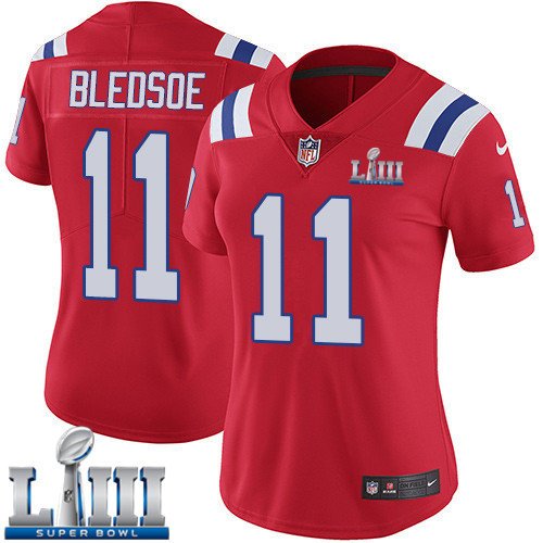#11 Patriots Drew Bledsoe Women's Alternate Red 2019 Super Bowl LIII Jersey