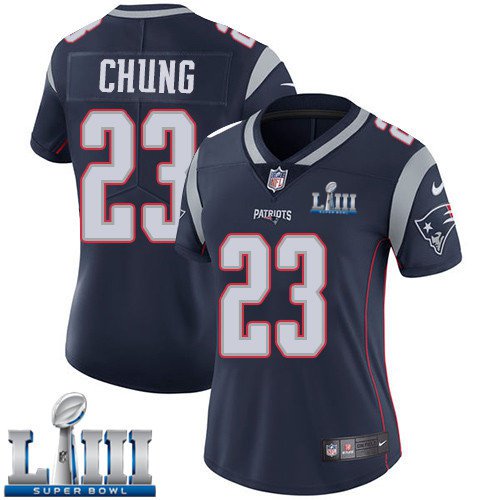 #23 Patriots Patrick Chung Women's Home Navy Blue 2019 Super Bowl LIII Jersey