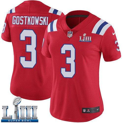#3 Patriots Stephen Gostkowski Women's Alternate Red 2019 Super Bowl LIII Jersey