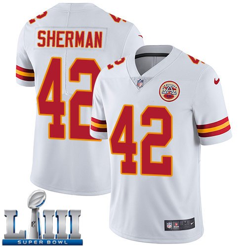 Men's Chiefs #42 Anthony Sherman White Limited 2019 Super Bowl LIII Jersey