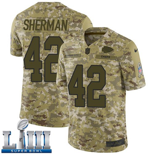 Anthony Sherman Men's Limited Camo 2019 Super Bowl LIII Jersey #42 Chiefs